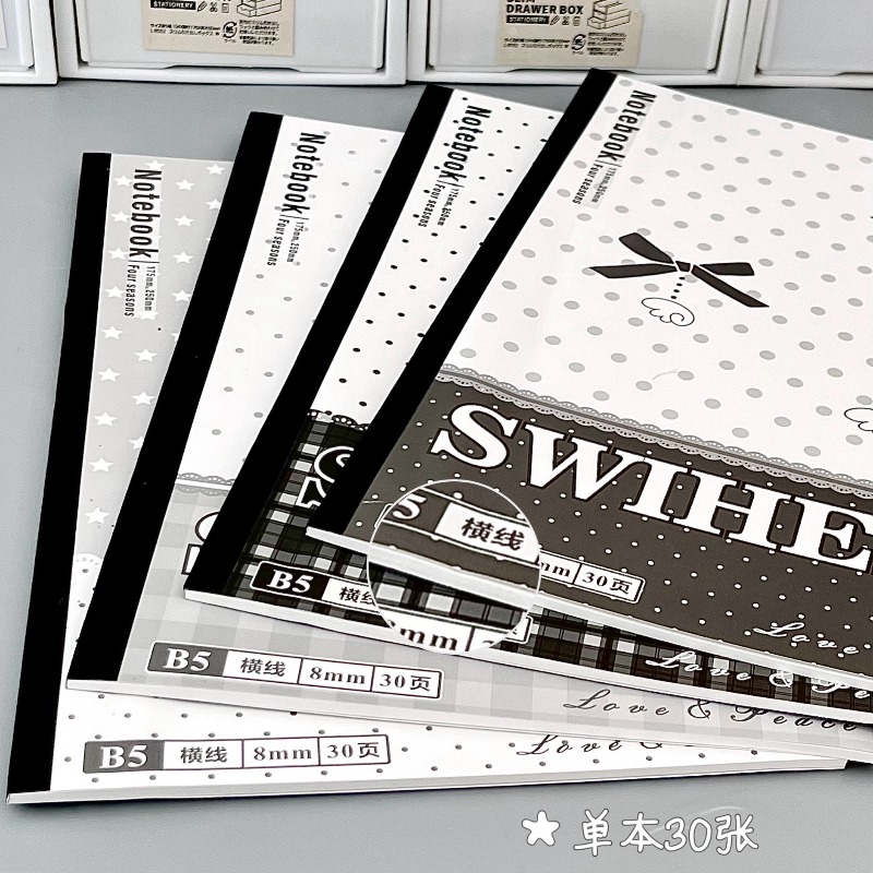 Blank Sheet Music Notebook - 4 pakken zwart-wit Angel B5 plastic